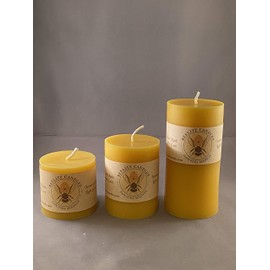 Beelite Candles Solid Pillar - 100% Pure USA Beeswax Hand Made (3" x 3")