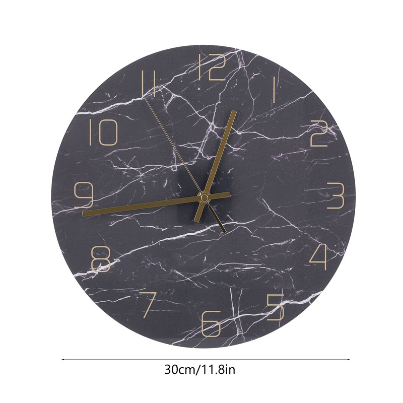 Wall Clock Nordic Decorative Marble Printing Mute Round Hanging Clock