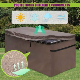 MountainLoc Garden Deck Box Cover, Storage Box Protective Covers With Zipper Lid And Air Vent, Waterproof, 420D Oxford Brown (157 * 76 * 69cm)