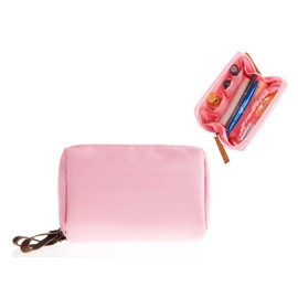 Kososuru Small Makeup Bag, Portable Waterproof Cosmetic Bag Travel Makeup Pouch for Women (Pink, Square)