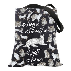 CMNIM Cats Lover Tote Bag Cute Cat Gifts for Women Cats Owner Gift a House Is Not a Home Without a Cat Shoulder Shopping Bag, 25310 a Cat Tote