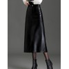 SUNYUESTAR Long Leather Skirts for Women Casual High Waisted Fall