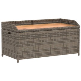 Heemab Storage Bench with Water-Resistant Bag, Durable Acacia Wood and Rattan, Outdoor Seating and Storage Solution, Gray and Brown