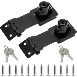 Pasador para Puerta Metalica, 2 Pestillo para Puerta con 4 Llave, Cerrojo de Puerta de Acero Inoxidable, Pestillo de Seguridad, para Puertas, Ventanas, Armarios, Muebles (Negro)