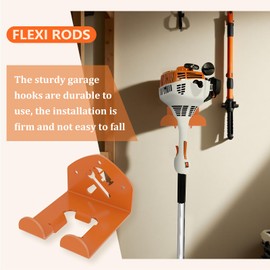 FLEXI RODS Garage Organization Storage Trimmer Rack Garden Power Tool Hanger for Grass Trimmer, Hedge Trimmer, Heavy Duty Weed Wacker Hook Tool Organizer, 2 Pack