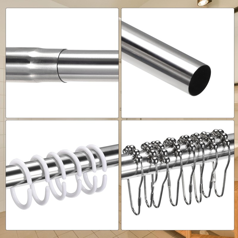 uxcell Stretchable Shower Curtain Rod Rack, Stainless Steel Diamond Shaped