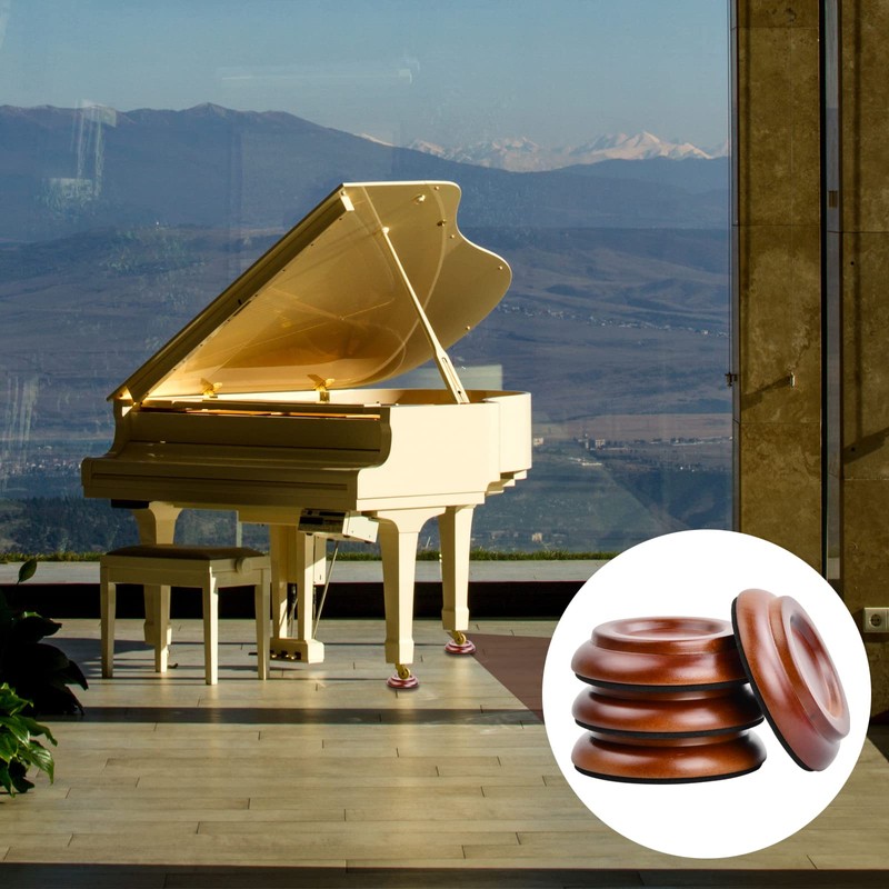 Piano Caster Cups Set of 4, Solid Wood Piano Foot
