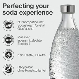 Nordiqo Premium Stainless Steel Bottle Lid - Only Compatible with Sodastream Crystal | BPA Free & No Plastic | Replacement Lid