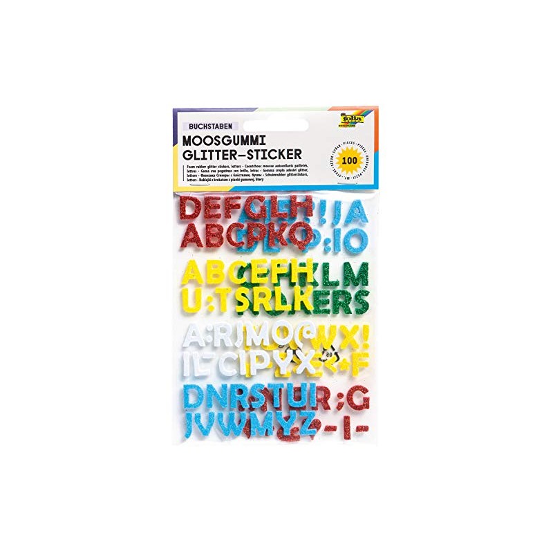 Folia 23796 Foam Rubber Glitter Stickers, Alphabet