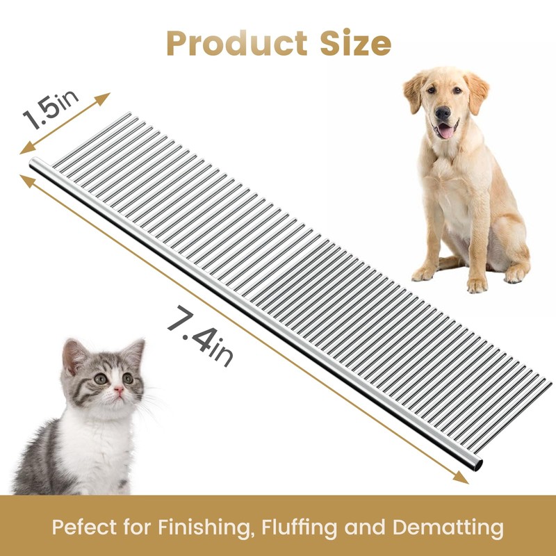 Generic Cat and Dog Grooming Comb, Stainless Steel, Removes Hair