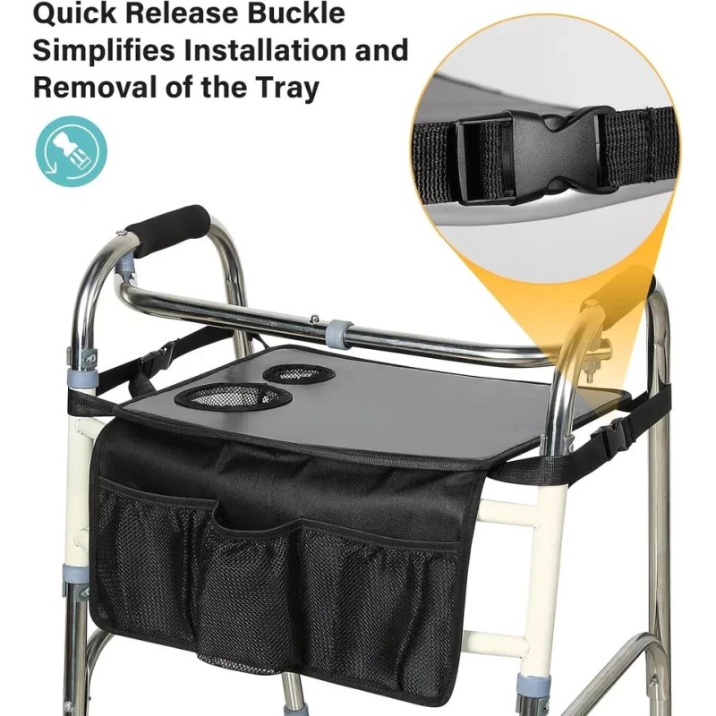 No Brand Walker Tray for Seniors Elderly Disability Folding Rolling