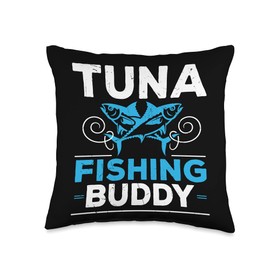 Cool Tuna Fishing Buddy Friends Partner Tuna Fishermans Throw Pillow