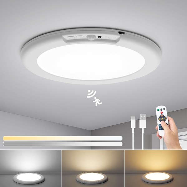 Combuh Combuh Rechargeable Motion Sensor Ceiling Light LED, 7.5-inch USB
