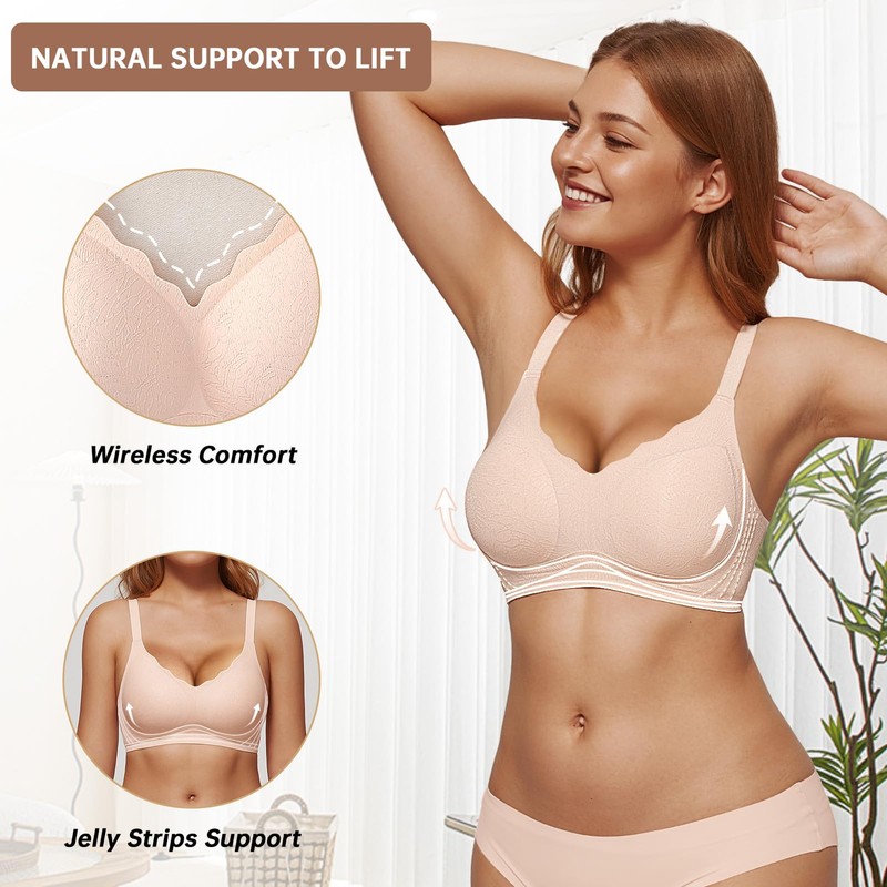 OEAK Womens Comfortable Wireless Bras Push Up Seamless Bralettes Soft