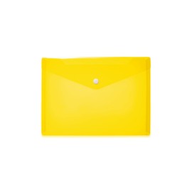 HERMA 20052 Document Wallets DIN A5 (25 x 18 cm, Polypropylene, Pack of 5) Transparent Pockets with Press Stud for School, University, Office, PP Envelopes in Yellow