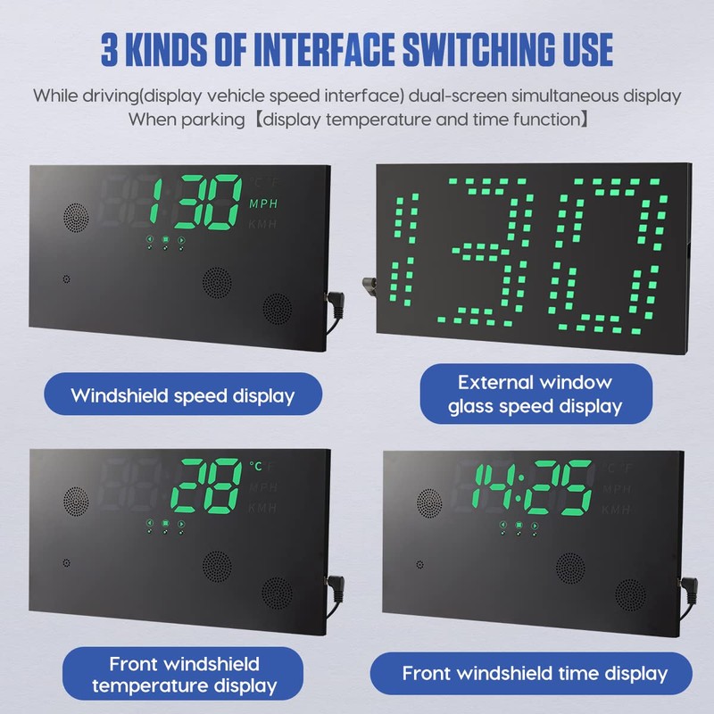 MR CARTOOL GPS Speedometer, Double-Sided Display, Anti-ailgating with Overspeed Alarm,