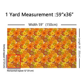 The Yard - Tela de margaritas Groovy de los años 70, diseño clásico hippie, para niñas y mujeres, tela floral floreciente para tapicería de bricolaje y detalles del hogar, 2 yardas, 72 pulgadas de