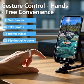 Smart Ring for Women & Men, Smart Ring Health Tracker with Gesture Control, Blood Oxygen & Heart Rate Monitor, Long Lasting Battery Sleep Ring, Waterproof Fitness Ring (Black, 8#)