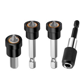 Magnetic Drywall Screw Setter - PH2 Bits for Plasterboard Sheetrock Screw 1/4" Hex Shank Positioning Bit Batch Head with 60 mm Extension Socket Drill Bit Holder (4pcs)