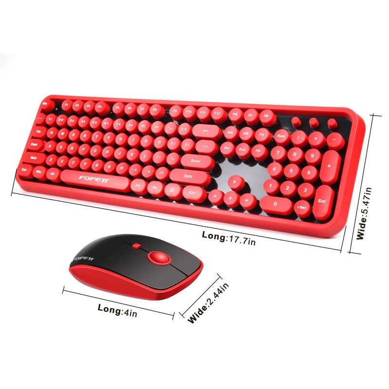 FOPETT Wireless Keyboard and Mouse Combo, 104 Keys Full-Sized 2.4