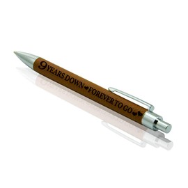 KATE POSH - 9 Years Down, Forever to Go Engraved Leather Pen, Our 9th Wedding Anniversary, 9 Years as Husband & Wife, Gifts for Her, for Him, for Couples, 9 Years of Marriage (Rawhide)