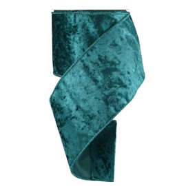 MAYREEL Green Crushed Velvet Ribbon Wired 4" x 10 Yards Extra Wide Christmas Wired Edge Ribbon Teal Christmas Decorations Ribbon for Gift Wrapping Wreath Tree Topper Bow Making Crafts