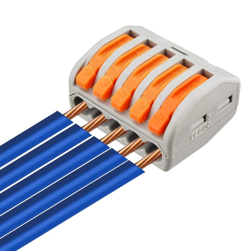50 Pcs Lever Connectors Nuts 5 Conductor Combination Compact Wire