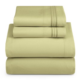 Hearth & Harbor Split King Size Sheets - 5 Piece Bed Sheet Set, Hotel Luxury Double Brushed Bed Sheets - Extra Soft Bedding Sheets & Pillowcases, Split King, Sage