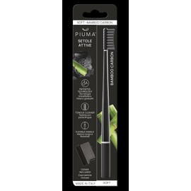 Piuma Care Zahnbürste – weiche Borsten – Borsten mit Bambuskohle – Zahnpflege – Vorbeugung von Flecken – Zungenreiniger weich – Tiefenreinigung