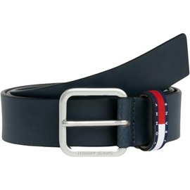 Tommy Jeans Men's Ryan Regular Belt with Leather Logo, Blue (Dark Night Navy), 31,5 inches