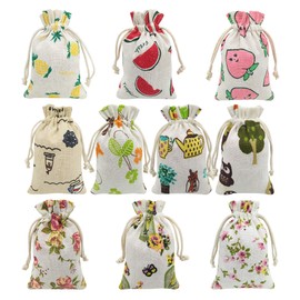 20 Pcs Burlap Bags with Drawstring, 3.9" X 5.3" Wedding Party Gift Bags Jewellery Bags (10 Colors)