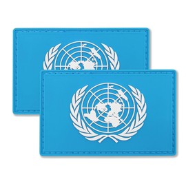 QQSD United Nations UN Flag Patch Tactical Military Patches - PVC Hook and Loop Fastener Patch, 2 Pack