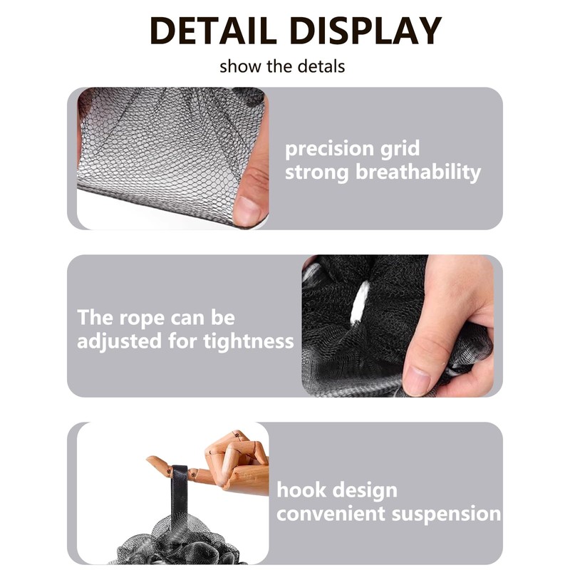 4 Stück schwarzer Badeschwamm, Peeling-Luffa-Schwämme für Männer und Frauen, Leicht