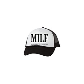 Rogue River Tactical Funny Trucker Hat Milf Man I Love Fishing Fishing Baseball Cap Retro Vintage Joke Fish (Black) ,Large