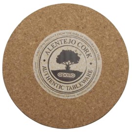 Set of 6 Round Cork Place Mats, Multi-Coloured Design, 22cm Diameter