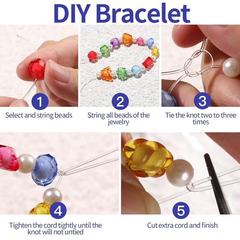 FANDAMEI 0.8mm Elastic Strings for Bracelets, Crystal Stretch Bead Cord