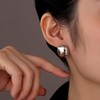 Rectangle Chunky Big Stud Earrings for Women 925 Sterling Silver