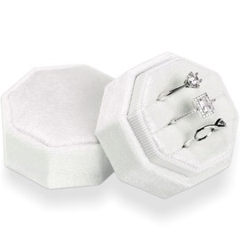 WantGor Velvet Ring Box, 3 Slots Jewelry Ring Gift Box Vintage Ring Display Holder Case for Wedding Ceremony Proposal Engagement