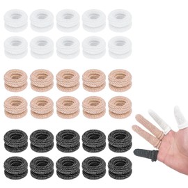 30pcs Finger Protectors, Cotton Finger Bandages for Skin Cracking Wounds Joint Pain, Elastic & Breathable fingertip Bandages, Finger Cots for Working Sports Cooking - White Black Skin
