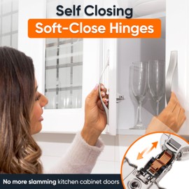 DecoBasics (50 PCS) Full Overlay Soft Close Cabinet Hinges for Kitchen Cabinets - 105° Face Frame Concealed Cabinet Door Hinge -3 Way Adjustability -Clip on Plate & Matching Screw 4 Easy Installation