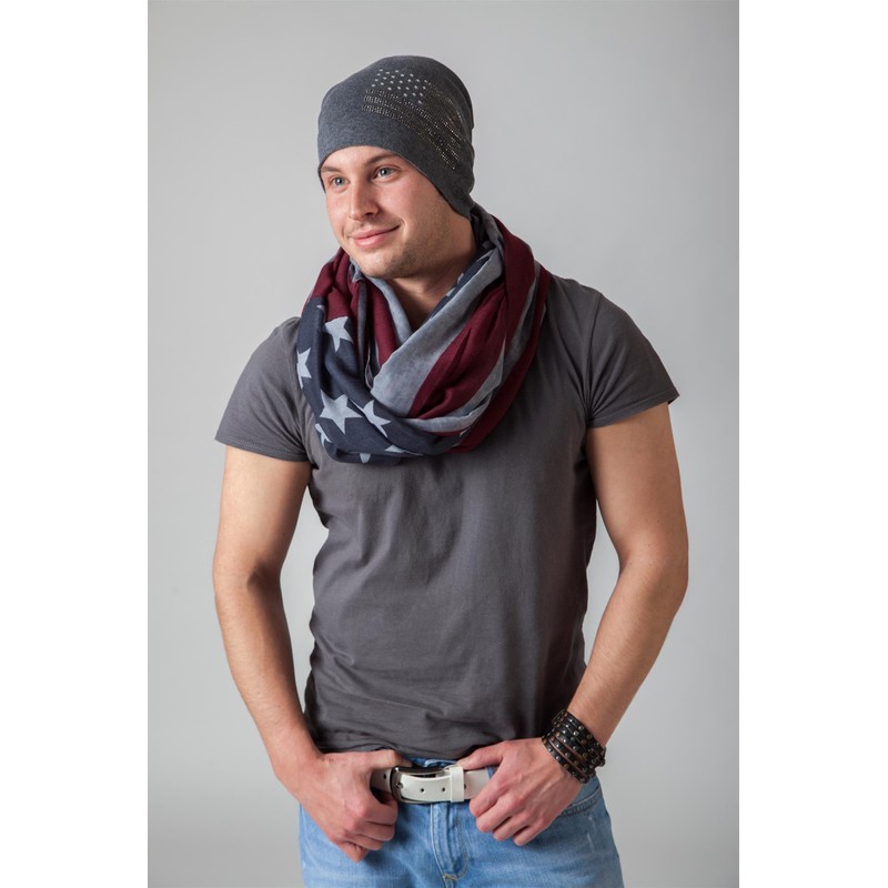 styleBREAKER 04024042 Elegant Fabric Beanie Hat in USA Flag Design