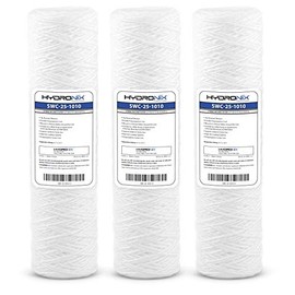 Hydronix HX-SWC-25-1010/3 Universal Whole House String Wound Sediment Water Filter Cartridge 2.5" x 10"-10 Micron-3 Pack, White