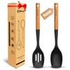 Large Silicone Cooking Spoon Set, 2 Pack Solid Slotted Spoon