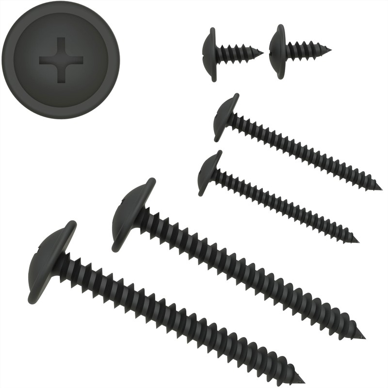 Phillips Flat Head Self-Tapping Screws with Disc, Black, Galvanised