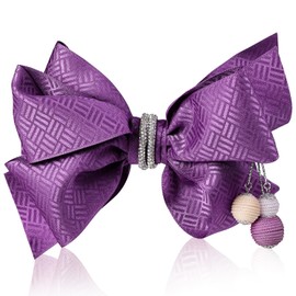 IROHA KYOTO Traditional Japanese Hair Clips, Sayagata Pattern Ribbon Barrette, Hair Accessories for women, Elegant Japanese Decor for Kimono Yukata (Purple)