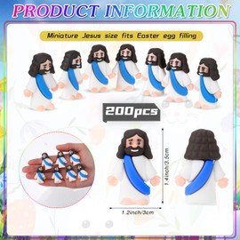 Bememo 200 Pcs Mini Jesus Figurines Bulk Tiny Jesus Toys Christ Savior Gifts Religious Favors for Sunday Baptism Craft Gift(Blue)