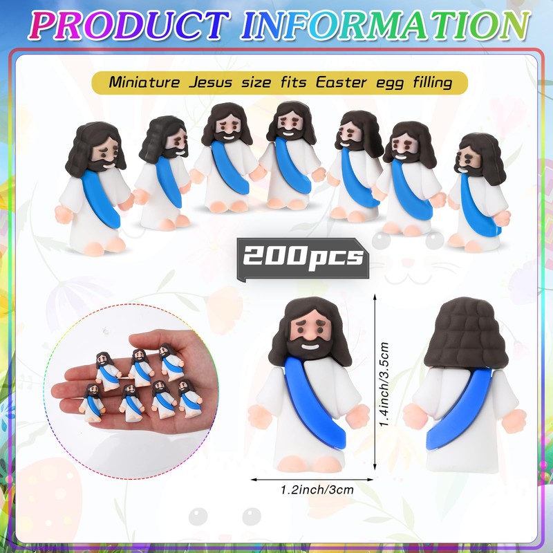 Bememo 200 Pcs Mini Jesus Figurines Bulk Tiny Jesus Toys