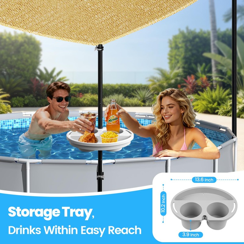 Vidoya Above Ground Pool Canopy Sunshade Set with Storage Tray
