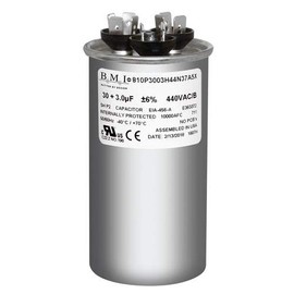 Amana CAP030300440RS Replacement - 30 + 3 uf/Mfd 370/440 VAC BMI Round Dual Universal Capacitor, Made in The U.S.A.