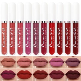 10 Pcs Matte Lipstick Cosmetic Long Lasting Waterproof Lip Glaze Nonstick Easy To Apply Long Lasting Lipgloss Suitable For Beginners Beauty Makeup
